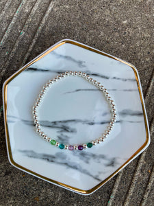 Silver Custom Birthstone Bracelet